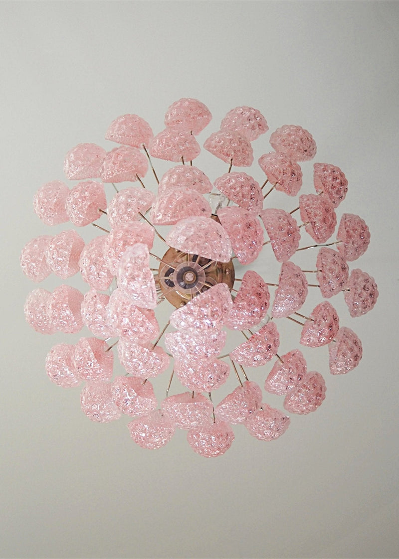 Murano Pink Glass Droplet Chandelier