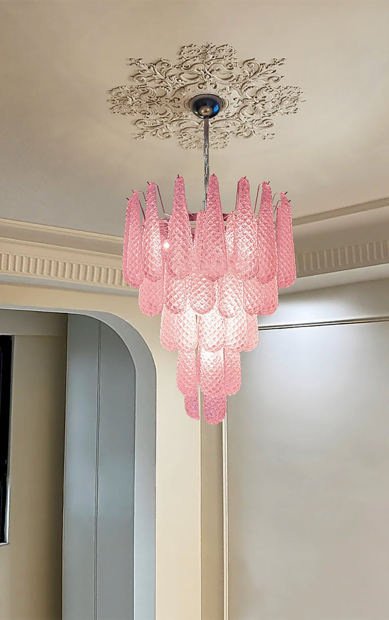 Murano Pink Glass Droplet Chandelier