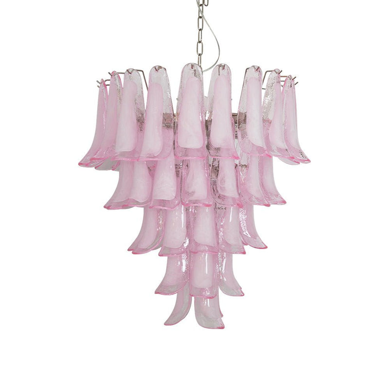 Murano Pink Glass Petals Chandelier