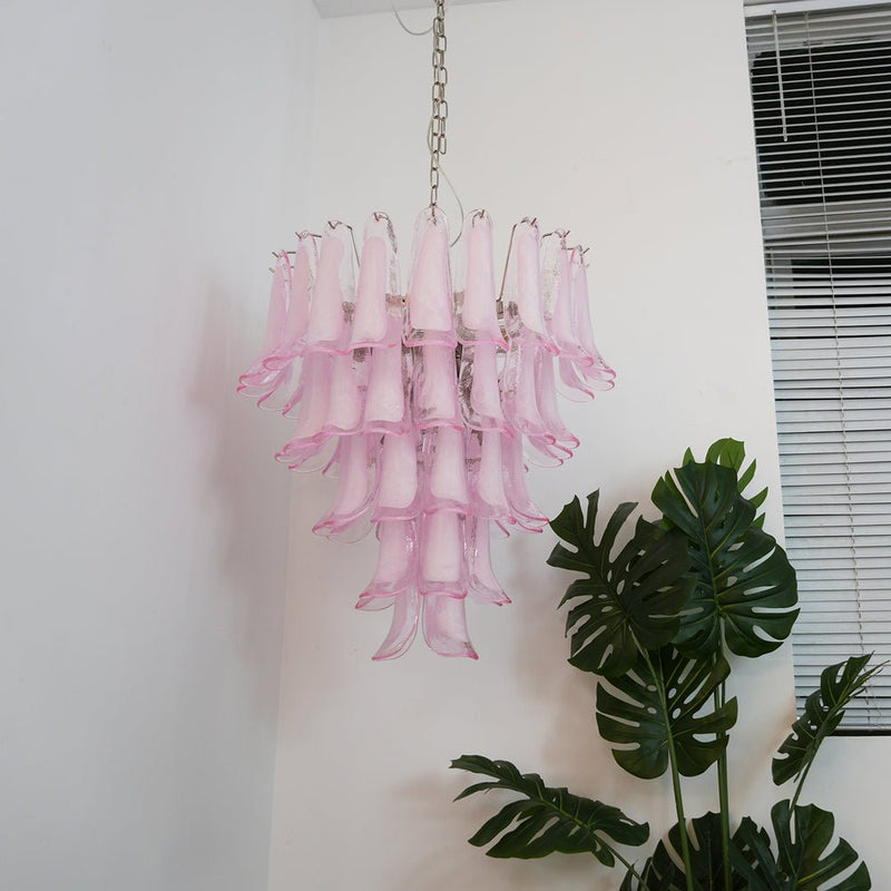 Murano Pink Glass Petals Chandelier