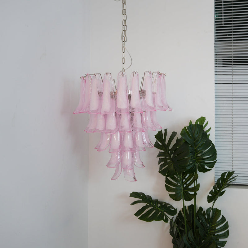 Murano Pink Glass Petals Chandelier