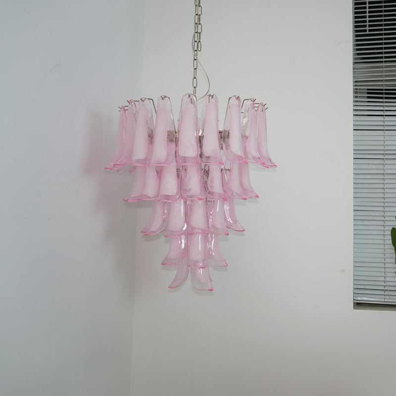 Murano Pink Glass Petals Chandelier