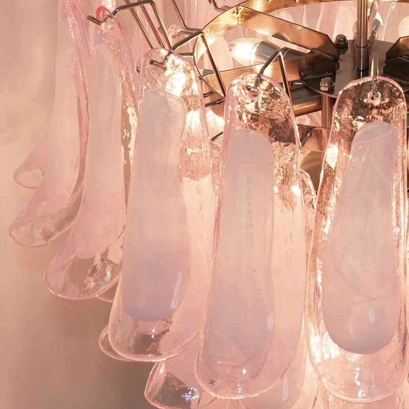 Murano Pink Glass Petals Chandelier