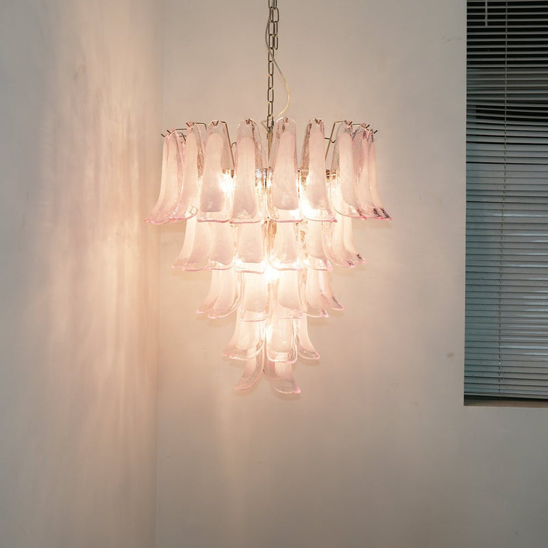 Murano Pink Glass Petals Chandelier