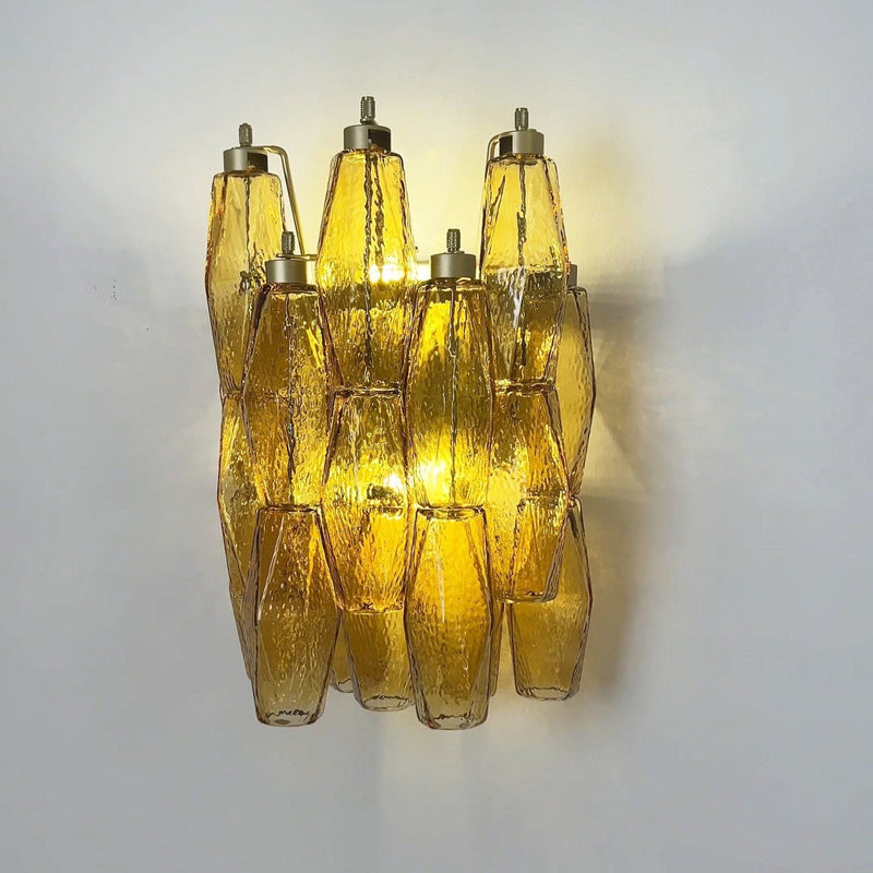 Murano Rhombus Amber Glass Wall Lamp