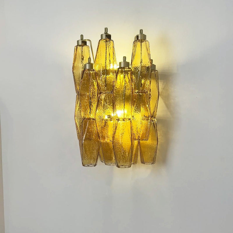 Murano Rhombus Amber Glass Wall Lamp