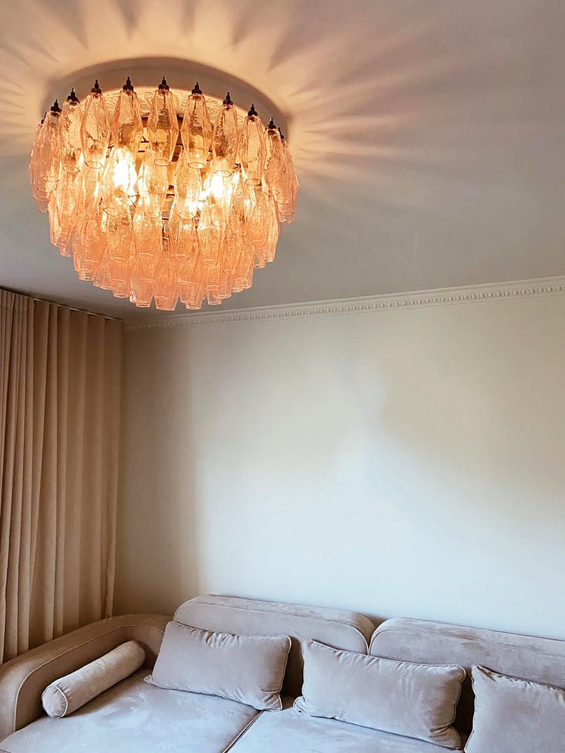 Murano Rhombus Pink Glass Ceiling Lamp