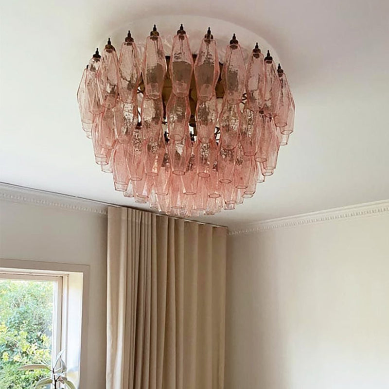 Murano Rhombus Pink Glass Ceiling Lamp