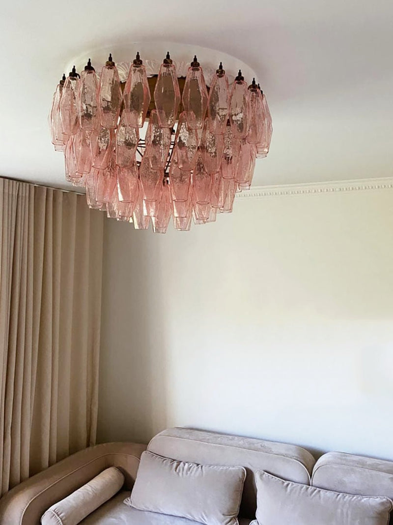 Murano Rhombus Pink Glass Ceiling Lamp