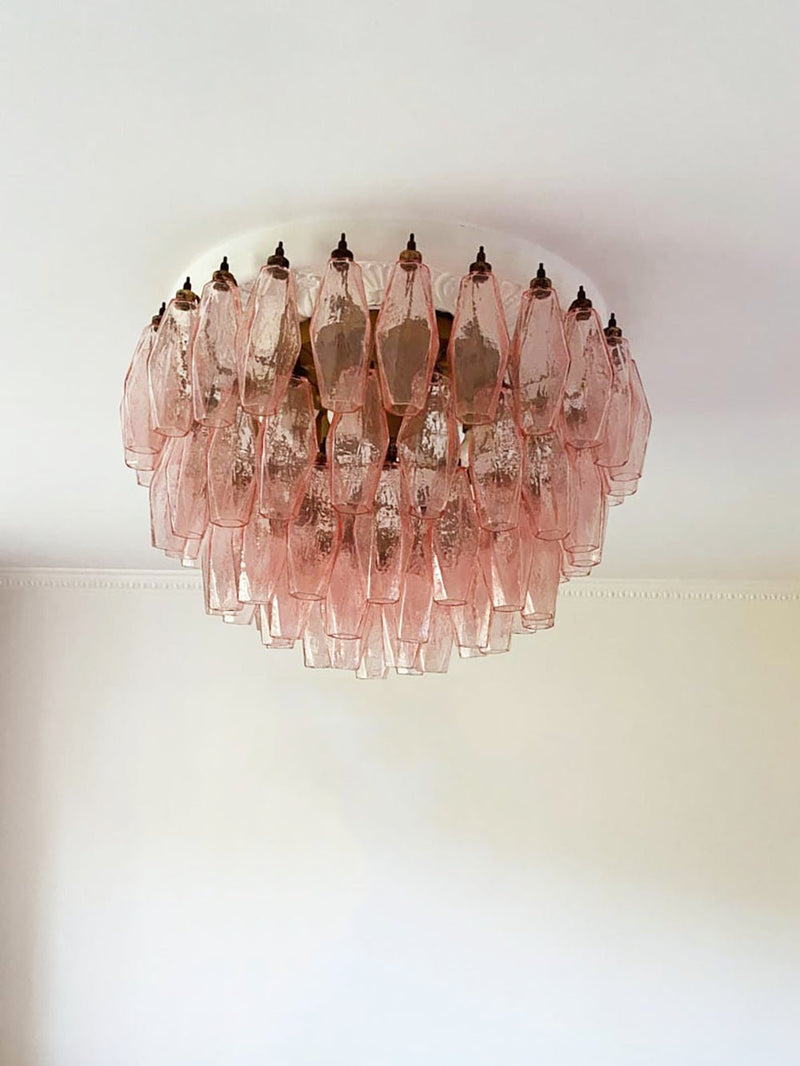 Murano Rhombus Pink Glass Ceiling Lamp