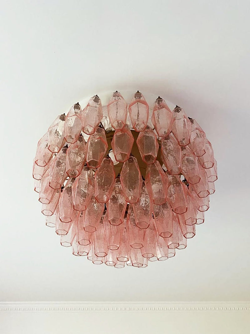 Murano Rhombus Pink Glass Ceiling Lamp