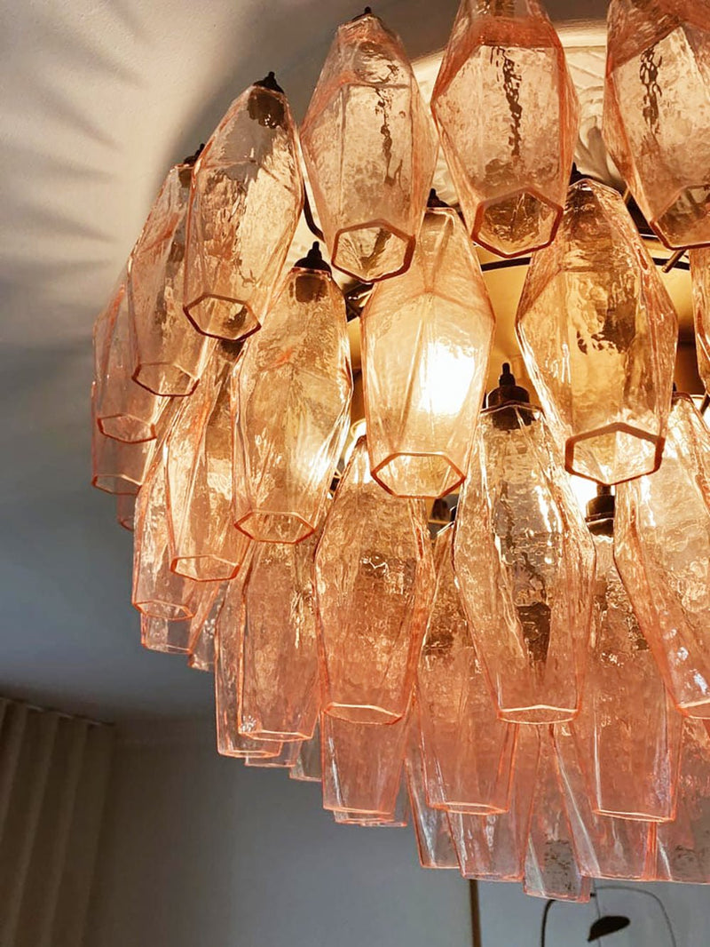 Murano Rhombus Pink Glass Ceiling Lamp