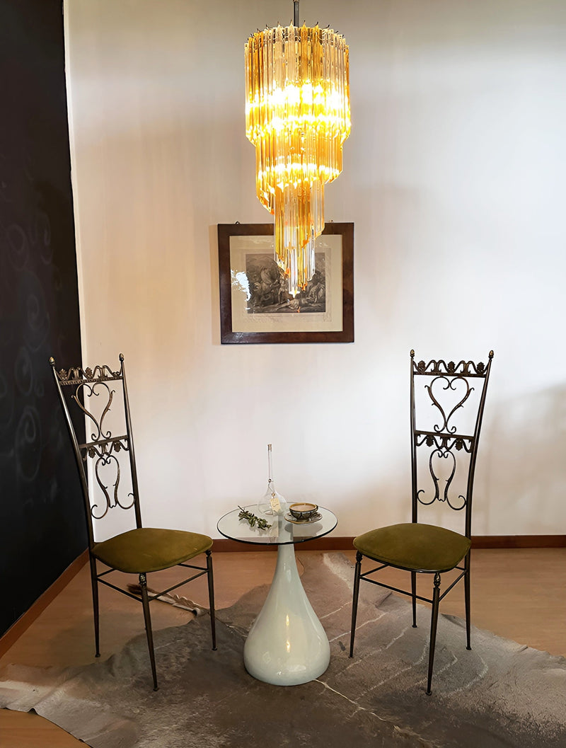 Murano Spiral Prism Glass Chandelier