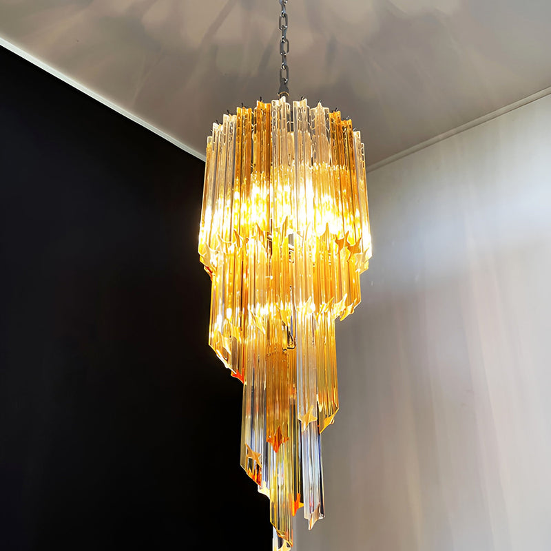Murano Spiral Prism Glass Chandelier