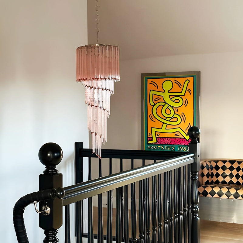 Murano Spiral Prism Glass Chandelier