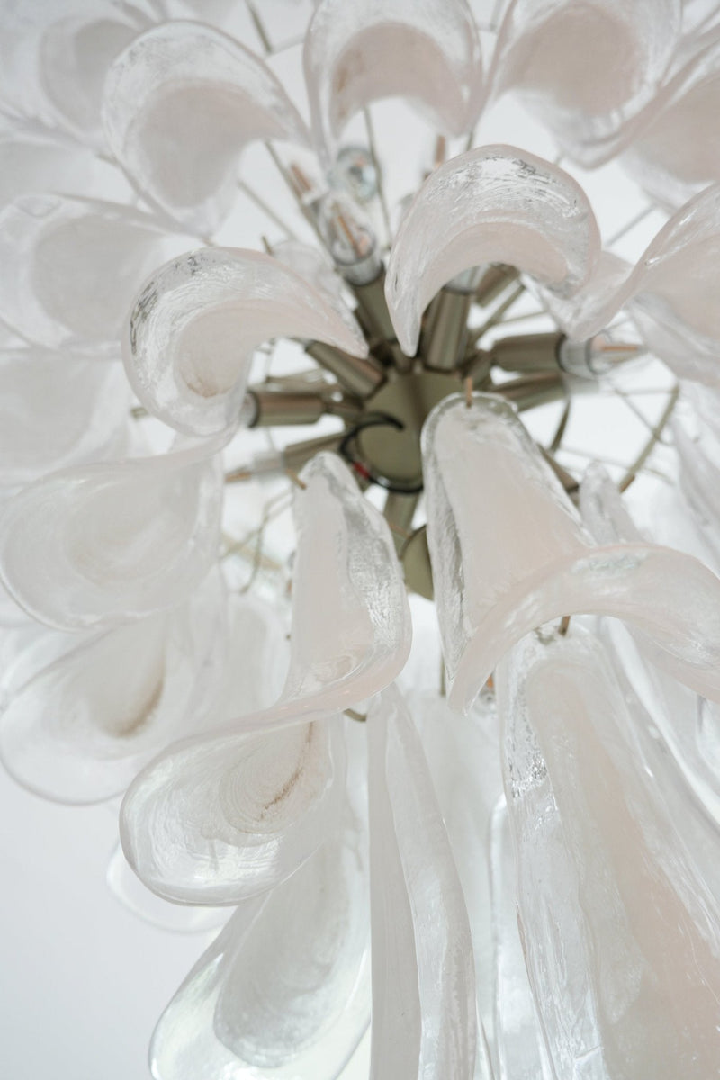 Murano White Glass Petals Chandelier