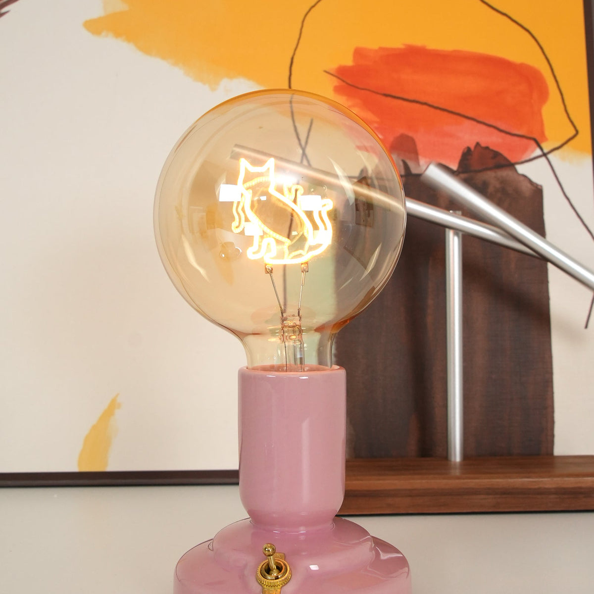 Nordic Style Cat Ceramic Table Lamp Built-in Battery