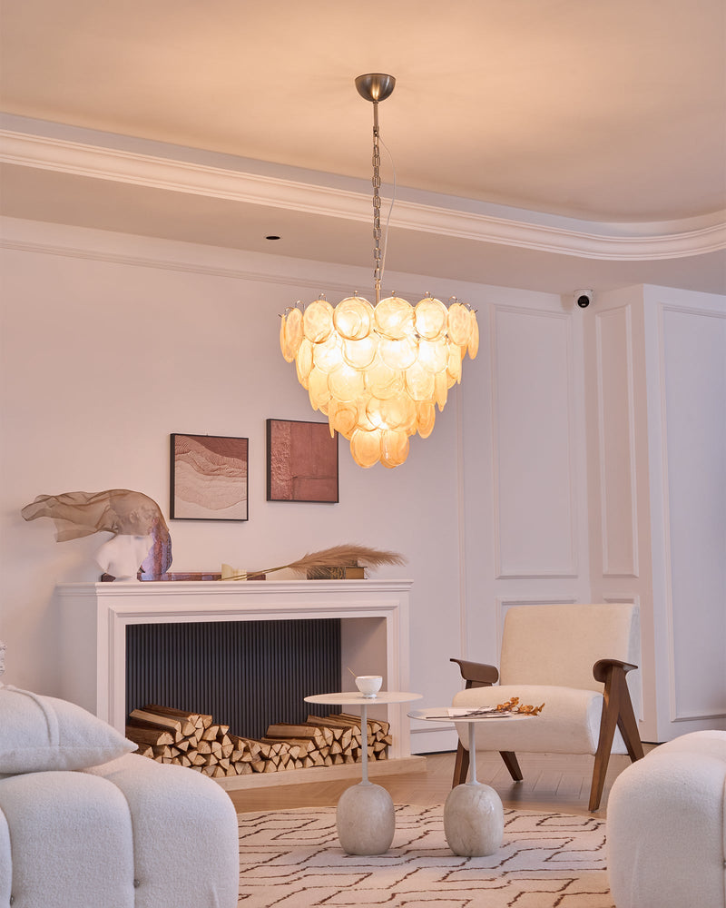 Orange Murano Disc Chandelier
