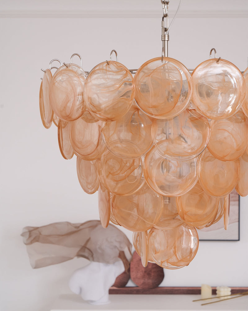 Orange Murano Disc Chandelier
