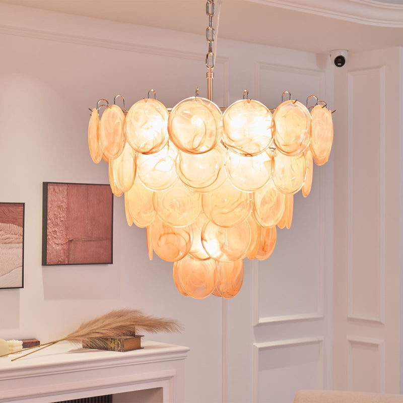 Orange Murano Disc Chandelier