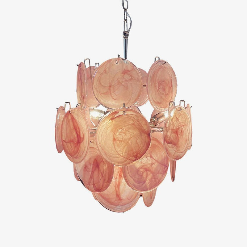 Pink Murano Disc Glass Chandelier