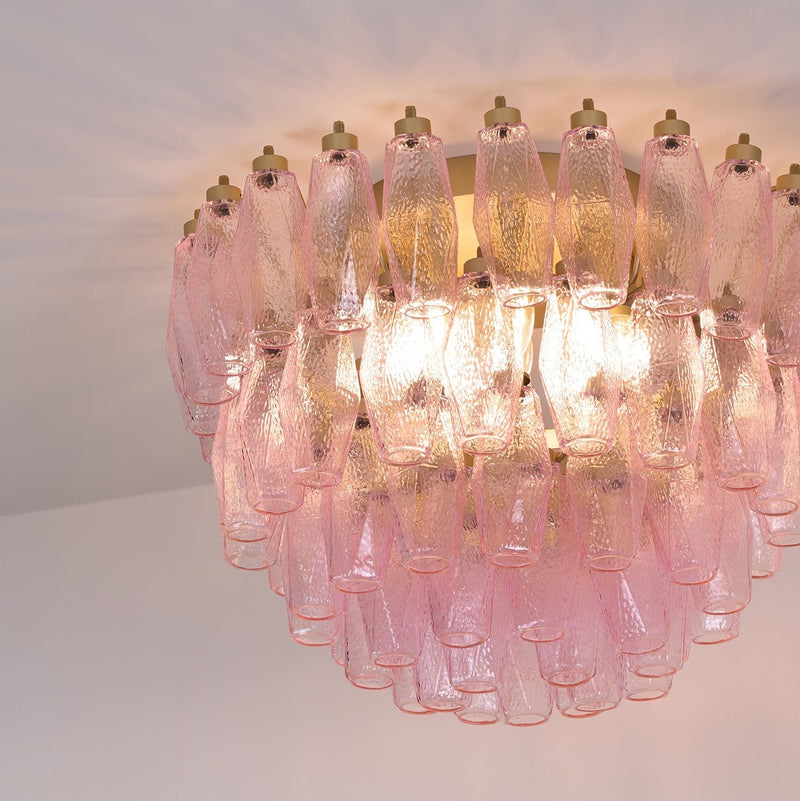 Poliedri Murano Pink Ceiling Light