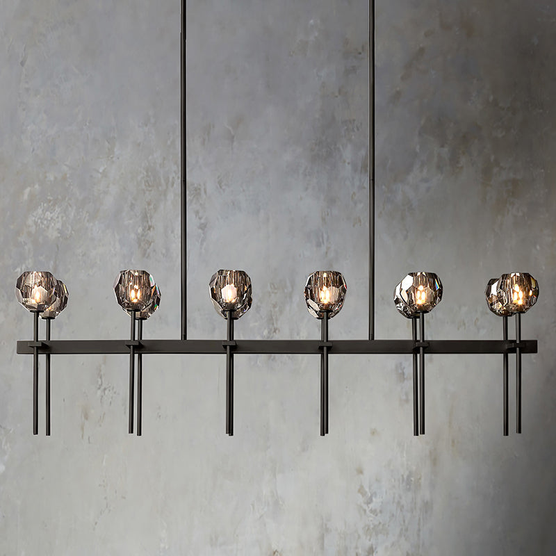 Boule Cristal Double Linear Chandelier 60" - Franing