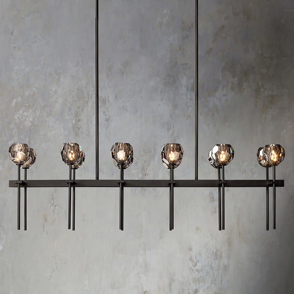Boule Cristal Double Linear Chandelier 60" - Franing