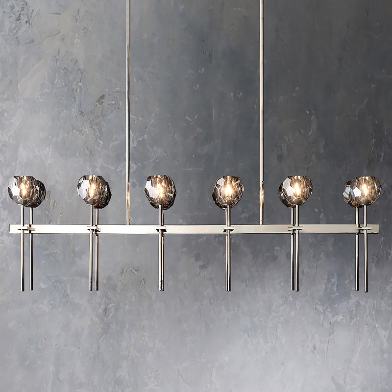 Boule Cristal Double Linear Chandelier 60" - Franing