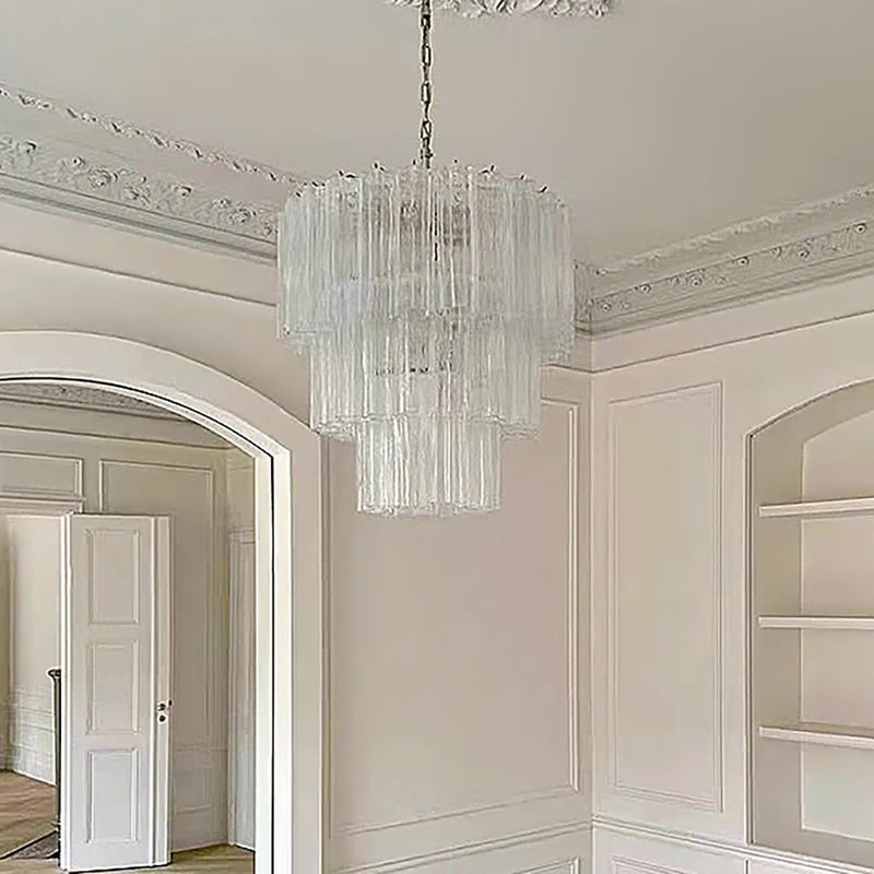 Tiered Tube Murano Glass Chandelier