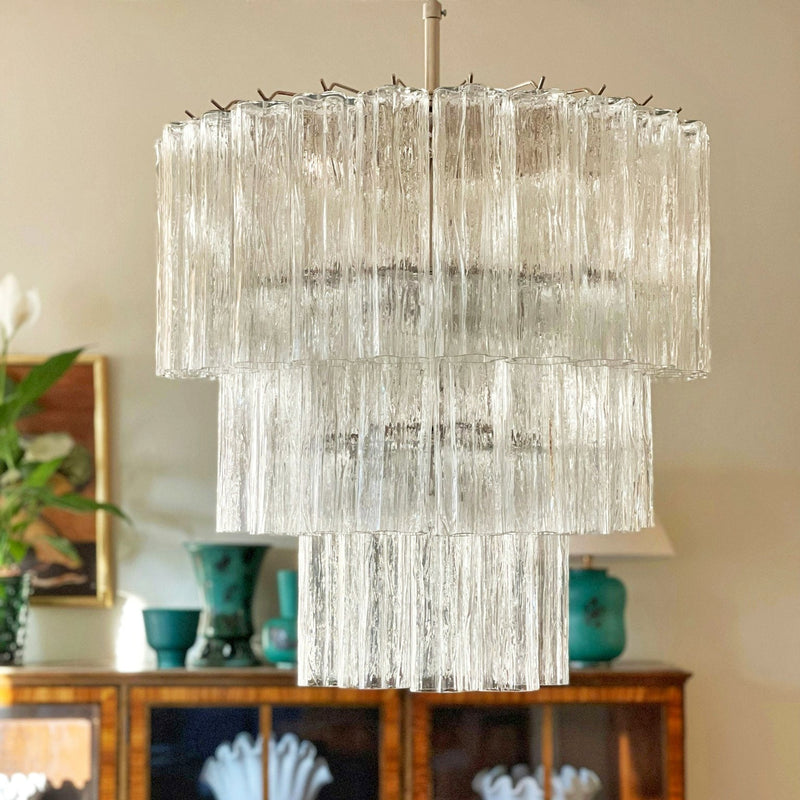 Tiered Tube Murano Glass Chandelier