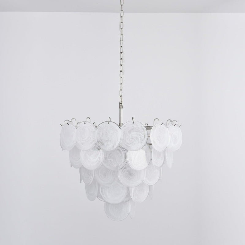 White Murano Disc Chandelier