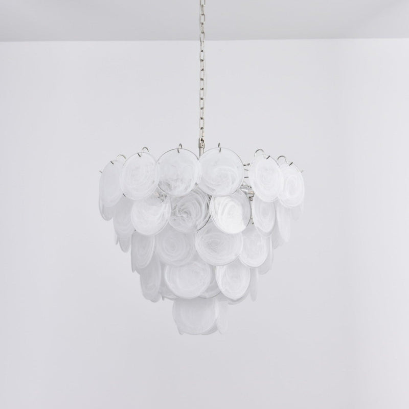 White Murano Disc Chandelier