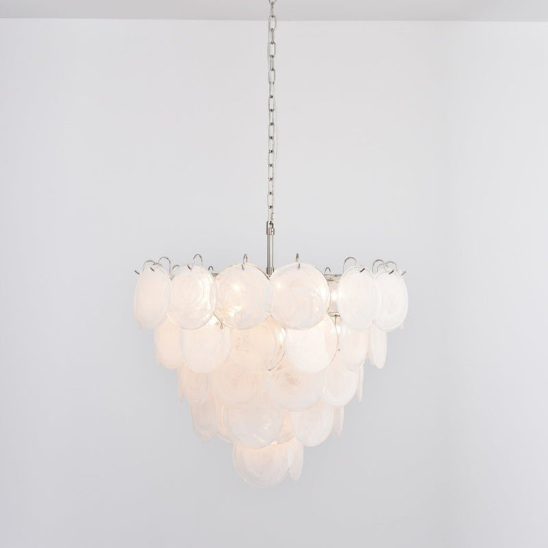 White Murano Disc Chandelier
