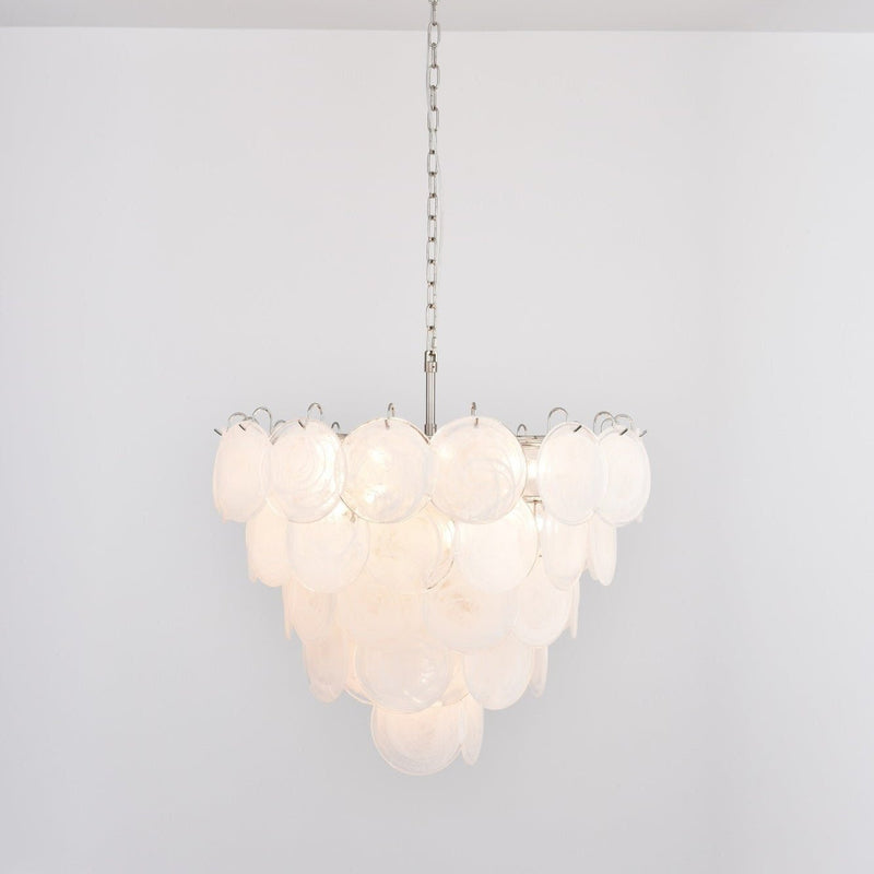 White Murano Disc Chandelier