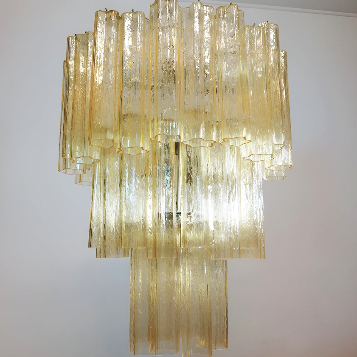 Yellow Murano Glass Tube Chandelier