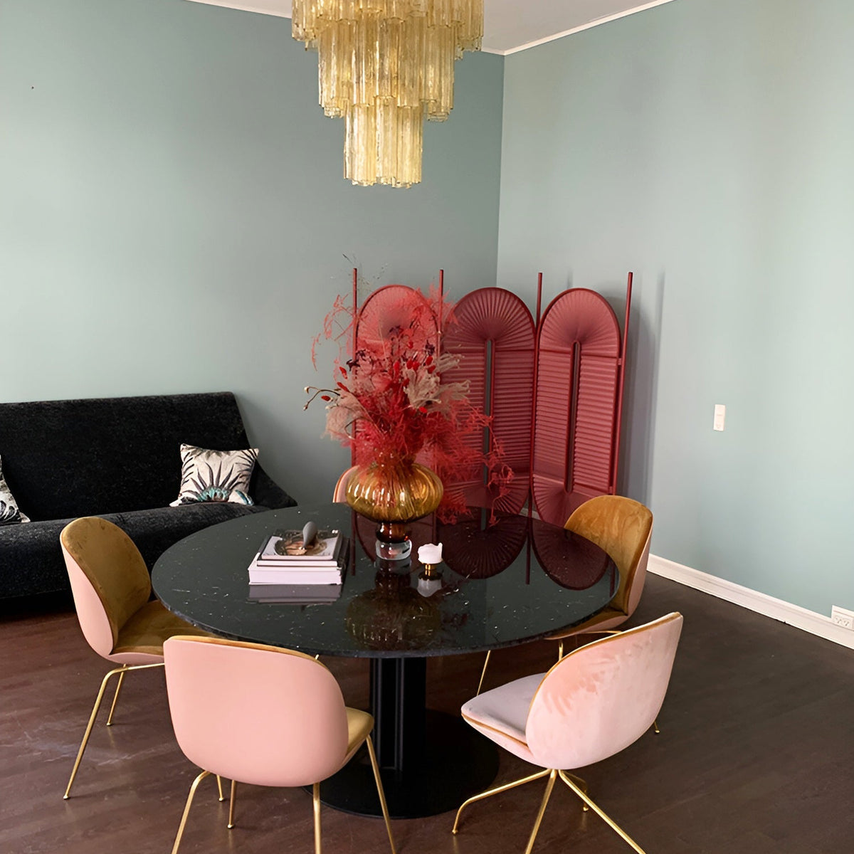 Yellow Murano Glass Tube Chandelier