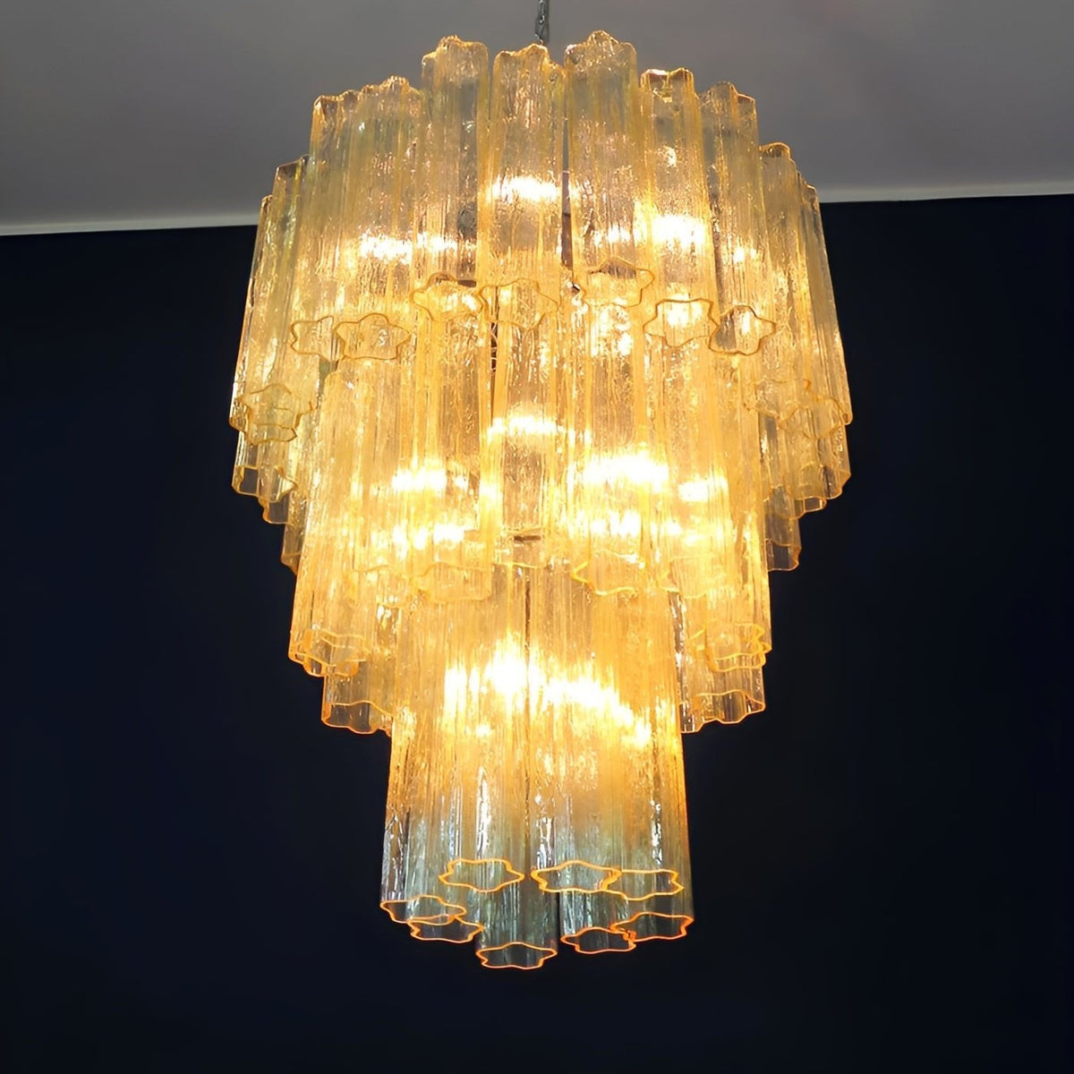 Yellow Murano Glass Tube Chandelier