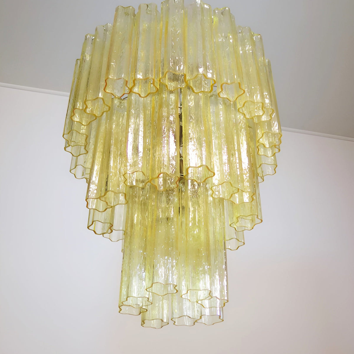 Yellow Murano Glass Tube Chandelier