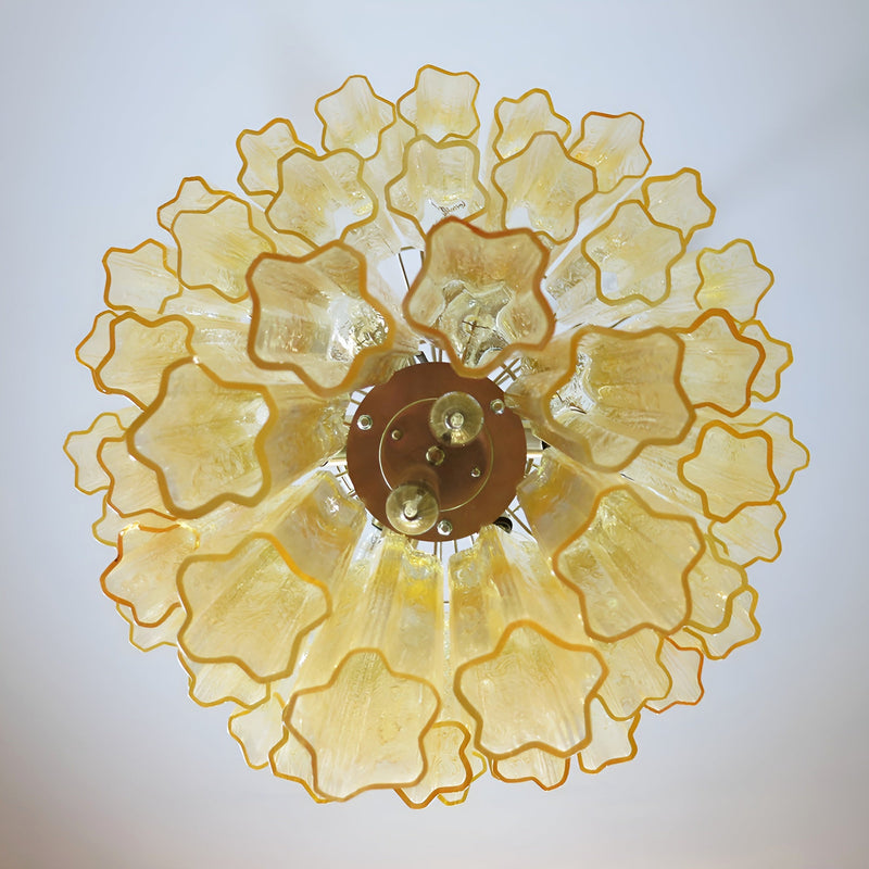 Yellow Murano Glass Tube Chandelier