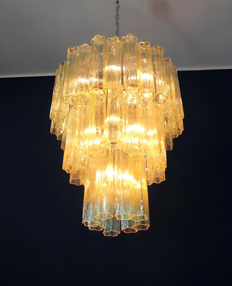 Yellow Murano Glass Tube Chandelier