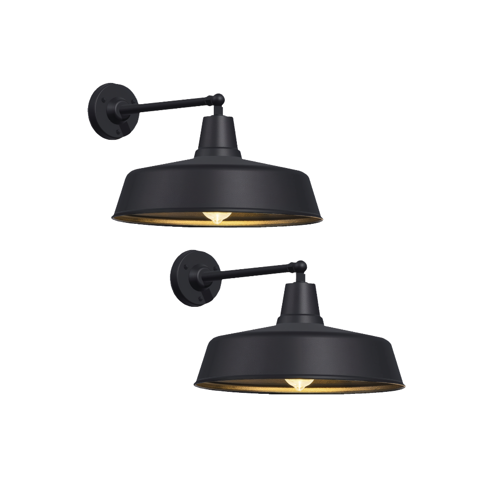 2-Pack Outdoor Wall Lights – Modern Farmhouse Straight Arm Barn Sconces