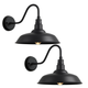 Black Gooseneck Outdoor Barn Light, Two Pack for Garage and Patio