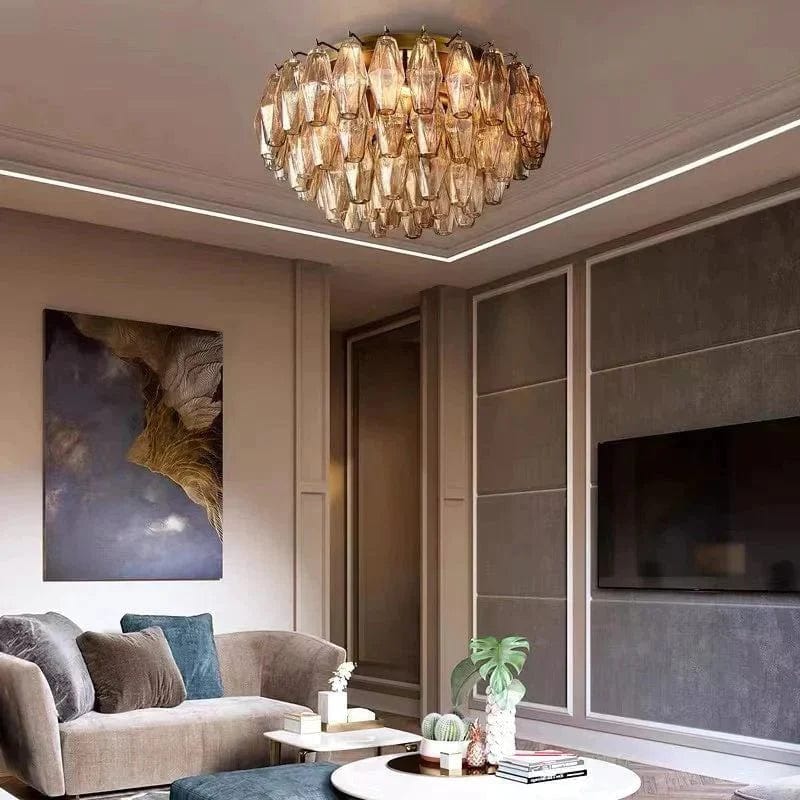 Franing Ceiling,SHOP ALL,glass chandelier,Chandelier Chiaray Clear Glass Flushmount 17"