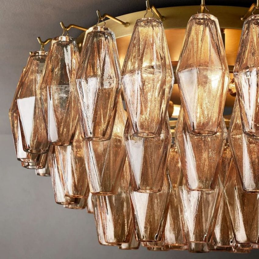Franing Ceiling,SHOP ALL,glass chandelier,Chandelier Chiaray Smoke Glass Flushmount 17"