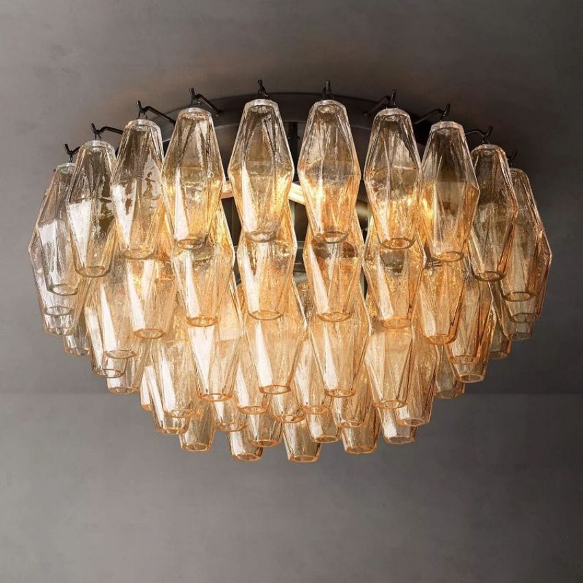 Franing Ceiling,SHOP ALL,glass chandelier,Chandelier Matte Black Chiaray Clear Glass Flushmount 22"