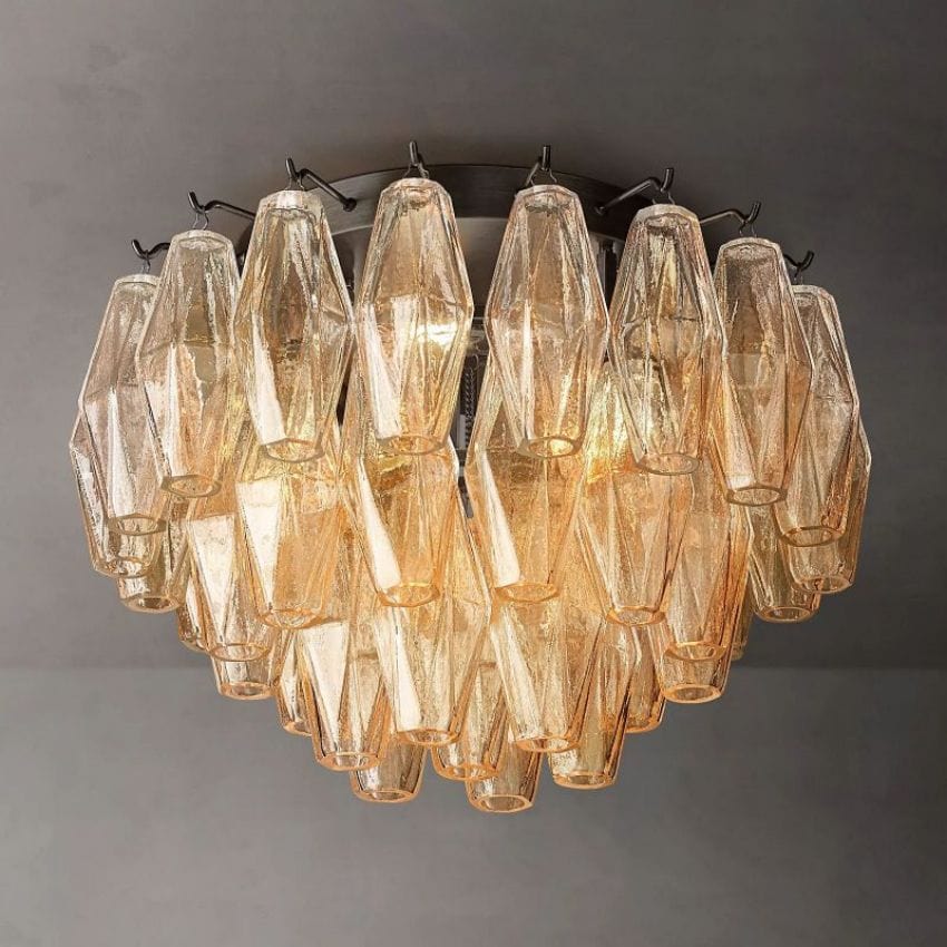 Franing Ceiling,SHOP ALL,glass chandelier,Chandelier Matte Black / Clear Chiaray Clear Glass Flushmount 17"