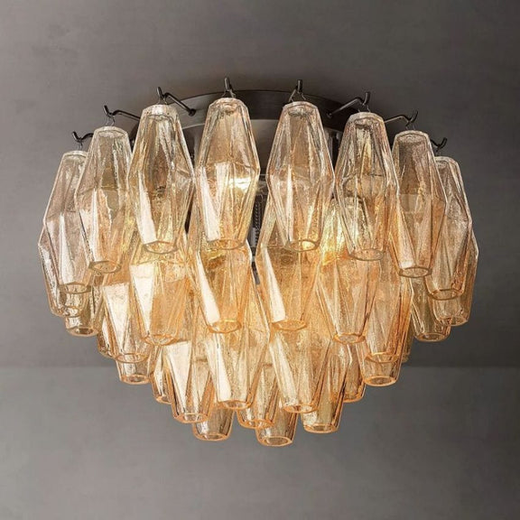 Franing Ceiling,SHOP ALL,glass chandelier,Chandelier Matte Black / Clear Chiaray Clear Glass Flushmount 17"