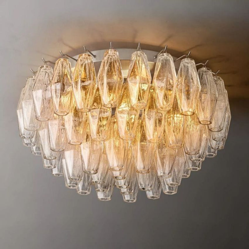 Franing Ceiling,SHOP ALL,glass chandelier,Chandelier Satin Nickel Chiaray Clear Glass Flushmount 22"