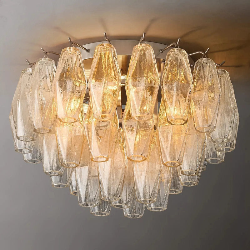 Franing Ceiling,SHOP ALL,glass chandelier,Chandelier Satin Nickel / Clear Chiaray Clear Glass Flushmount 17"